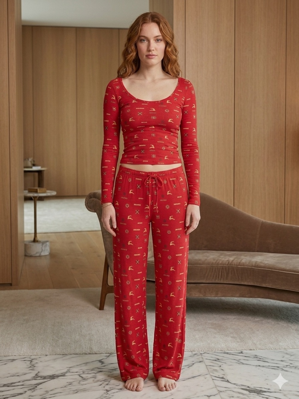 SKIMS Crimson Pointelle Sleep Set S/M NWT HOLIDAY SET - Picture 4 of 9